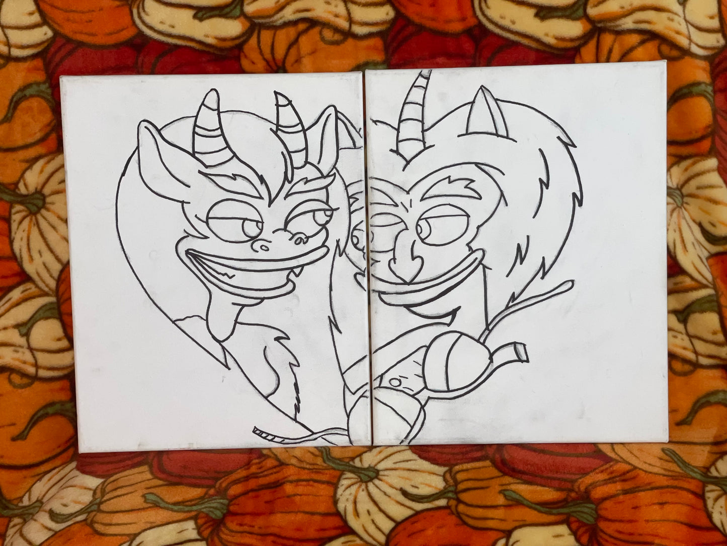Big Mouth❤️ Pre Drawn Couple Canvas Kit