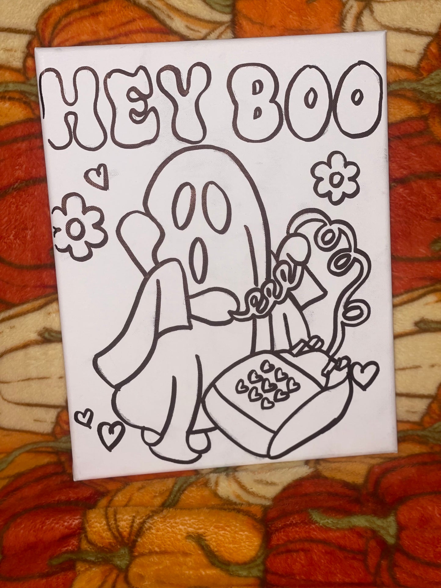 Hey Boo!❤️ Pre Drawn Canvas Kit