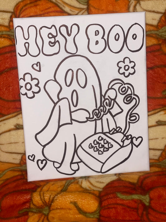 Hey Boo!❤️ Pre Drawn Canvas Kit