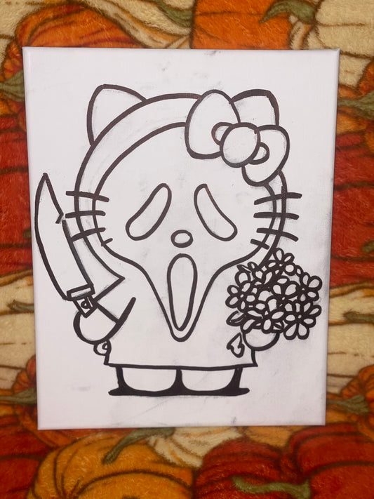 Scream Kitty Pre Drawn Canvas Kit