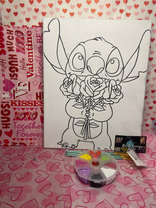 Stitch🌹 Pre Drawn Canvas Kit