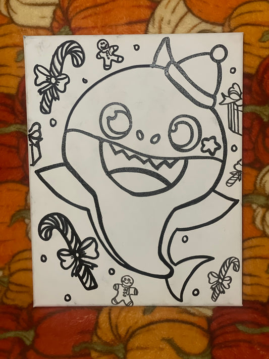 Baby Shark🎄 Pre Drawn Canvas Kit