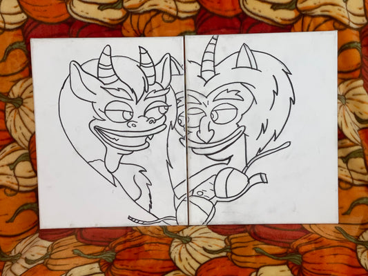 Big Mouth❤️ Pre Drawn Couple Canvas Kit